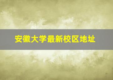 安徽大学最新校区地址