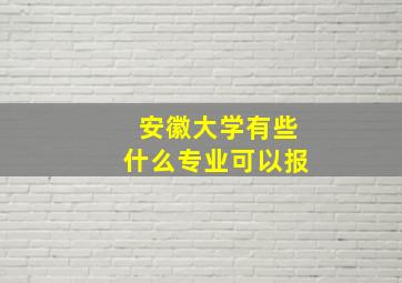 安徽大学有些什么专业可以报