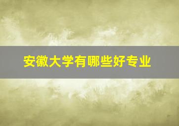 安徽大学有哪些好专业