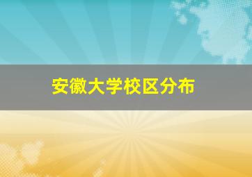 安徽大学校区分布