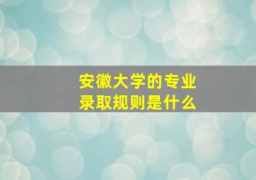 安徽大学的专业录取规则是什么