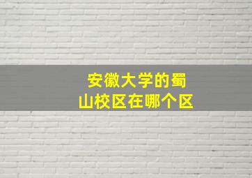 安徽大学的蜀山校区在哪个区