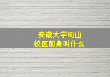 安徽大学蜀山校区前身叫什么