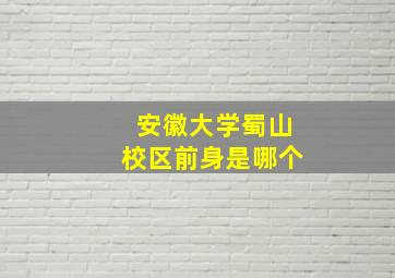 安徽大学蜀山校区前身是哪个