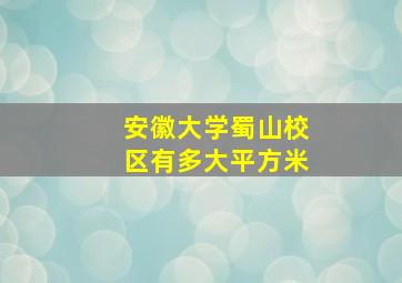 安徽大学蜀山校区有多大平方米