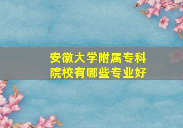 安徽大学附属专科院校有哪些专业好