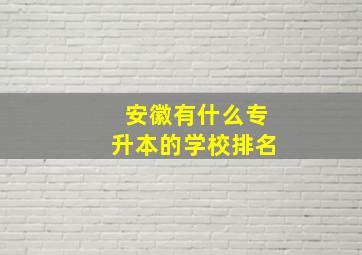 安徽有什么专升本的学校排名