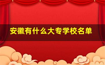 安徽有什么大专学校名单