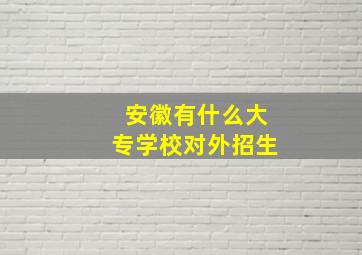 安徽有什么大专学校对外招生