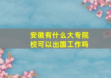 安徽有什么大专院校可以出国工作吗