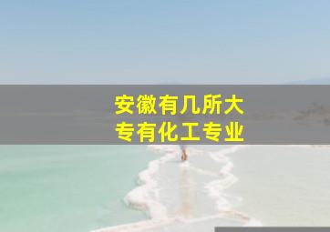 安徽有几所大专有化工专业