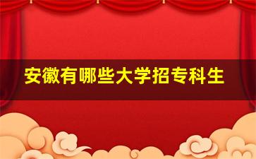 安徽有哪些大学招专科生