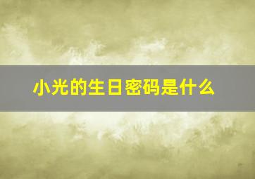 小光的生日密码是什么