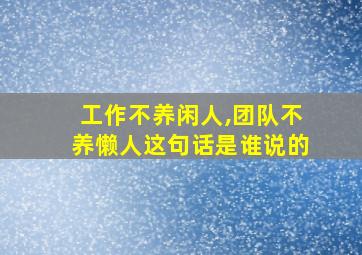 工作不养闲人,团队不养懒人这句话是谁说的