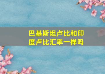 巴基斯坦卢比和印度卢比汇率一样吗