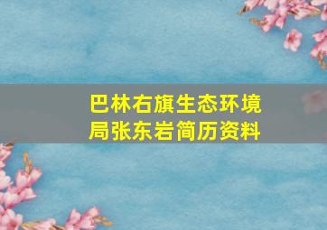 巴林右旗生态环境局张东岩简历资料