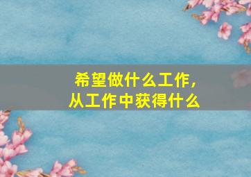 希望做什么工作,从工作中获得什么