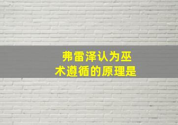 弗雷泽认为巫术遵循的原理是