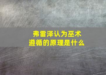 弗雷泽认为巫术遵循的原理是什么