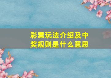 彩票玩法介绍及中奖规则是什么意思