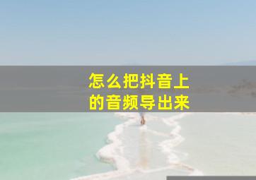 怎么把抖音上的音频导出来