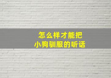 怎么样才能把小狗驯服的听话