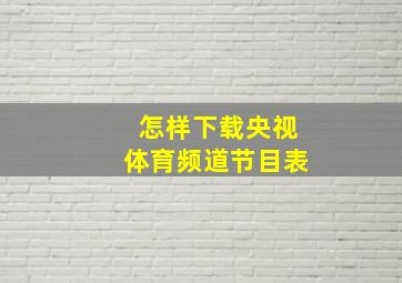 怎样下载央视体育频道节目表