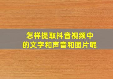 怎样提取抖音视频中的文字和声音和图片呢