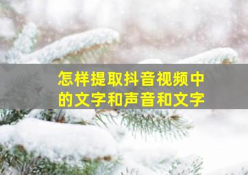 怎样提取抖音视频中的文字和声音和文字