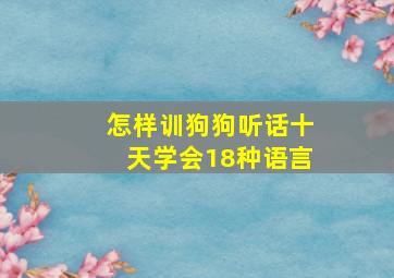 怎样训狗狗听话十天学会18种语言