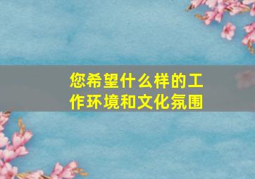 您希望什么样的工作环境和文化氛围