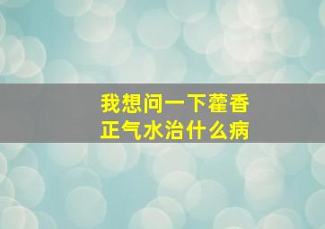 我想问一下藿香正气水治什么病