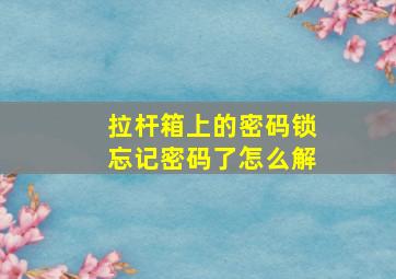 拉杆箱上的密码锁忘记密码了怎么解