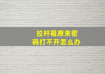 拉杆箱原来密码打不开怎么办