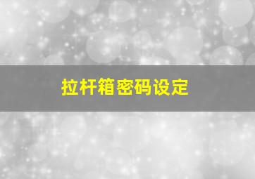 拉杆箱密码设定