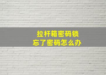 拉杆箱密码锁忘了密码怎么办