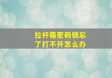 拉杆箱密码锁忘了打不开怎么办