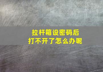 拉杆箱设密码后打不开了怎么办呢