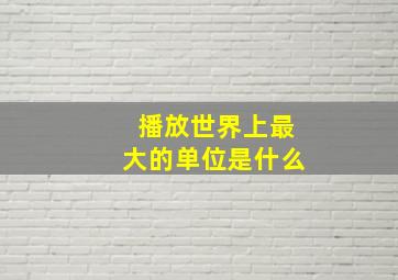 播放世界上最大的单位是什么