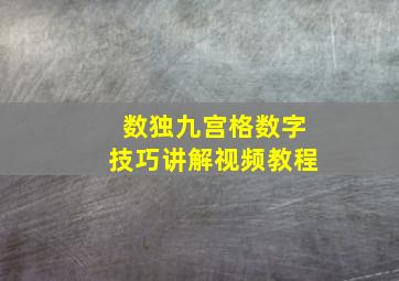 数独九宫格数字技巧讲解视频教程