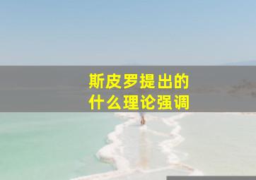 斯皮罗提出的什么理论强调