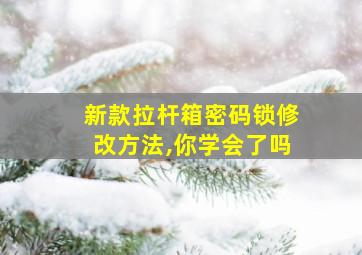 新款拉杆箱密码锁修改方法,你学会了吗