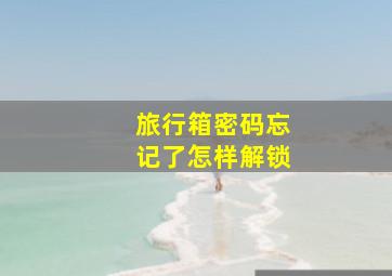 旅行箱密码忘记了怎样解锁