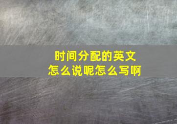 时间分配的英文怎么说呢怎么写啊