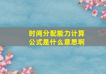 时间分配能力计算公式是什么意思啊