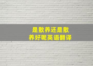 是散养还是散养好呢英语翻译