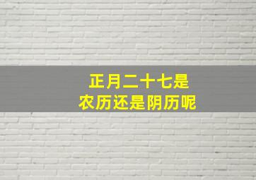 正月二十七是农历还是阴历呢