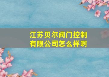 江苏贝尔阀门控制有限公司怎么样啊