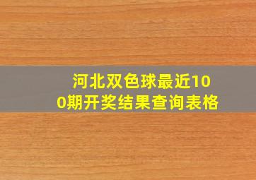 河北双色球最近100期开奖结果查询表格