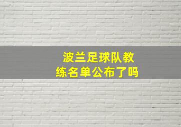 波兰足球队教练名单公布了吗